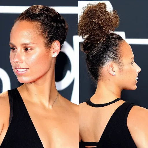 Prompt: alicia keys with low ponytail hairstyle