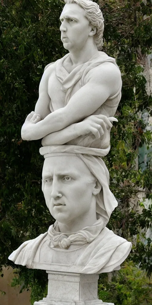 Prompt: beautiful marble statue of Nicolas Cage