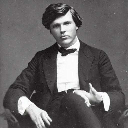 Image similar to a photograph of tucker carlson taken in 1 8 9 4