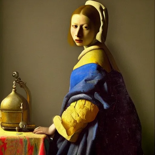 Prompt: high quality high detail painting by johannes vermeer, portrait of the queen of the seven kingdoms, hd, photorealistic lighting