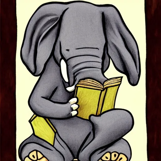 Image similar to A gray pit bull dog with elephant ears reading a book. Illustration