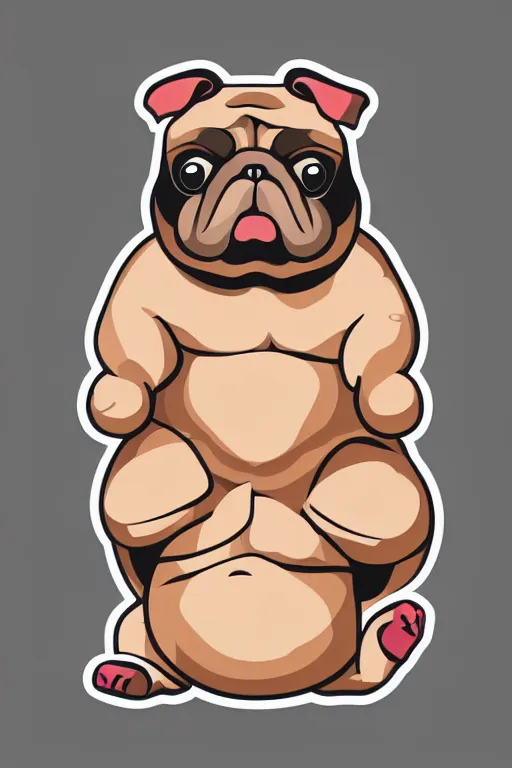 Image similar to Sumo wrestler pug, sticker, colorful, illustration, highly detailed, simple, smooth and clean vector curves, no jagged lines, vector art, smooth