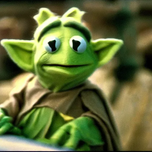 Prompt: Kermit the Frog as Yoda, film still from Empire strikes back, detailed, 4k