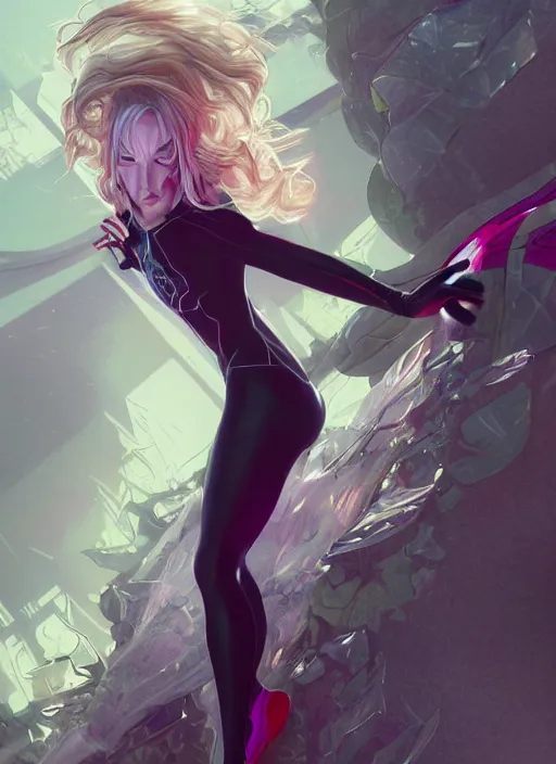 Image similar to ultra realistic illustration, emily clarke as spidergwen anime, intricate, elegant, highly detailed, digital painting, artstation, concept art, smooth, sharp focus, illustration, art by artgerm and greg rutkowski and alphonse mucha and wlop