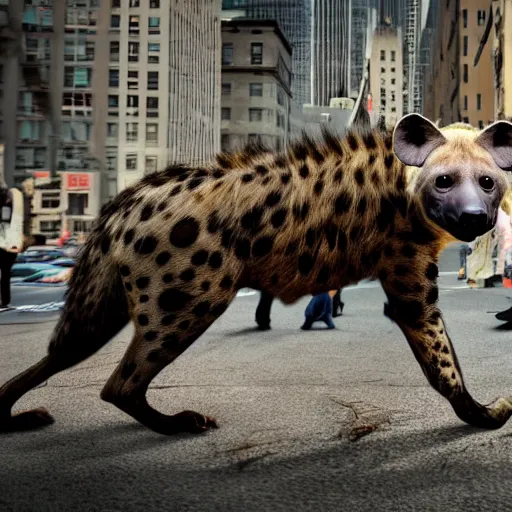 Prompt: Hyena`s attack NYC, Real Event, Realistic, HDR, 8K, Realism,