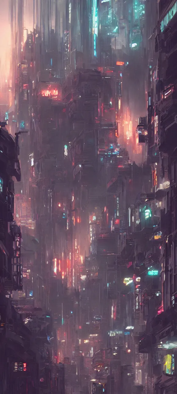 Image similar to A painting of a Cyberpunk City trending on artstation in the style of Greg Rutkowski