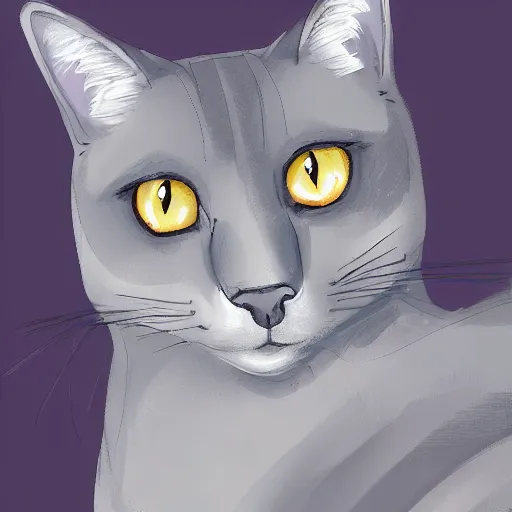 Image similar to a gray cat with completely purple eyes in a palace, digital Painting, ultradetailed, artstation, oil Painting, ultradetailed, artstation
