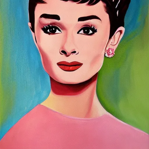 Image similar to a painting of audrey hepburn by paul edwards