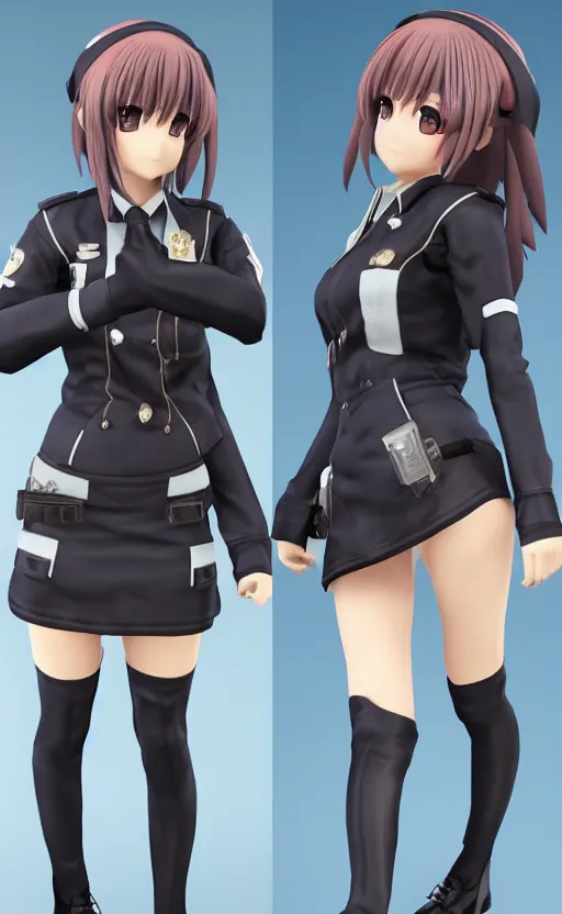 Image similar to !dream Anime girl figure in police dress, unreal engine, highly detailed.