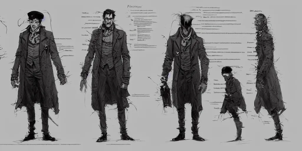 Prompt: victor frankenstein, character sheet, concept design, contrast, kim jung gi, greg rutkowski, zabrocki, karlkka, jayison devadas, trending on artstation, 8 k, ultra wide angle, pincushion lens effect