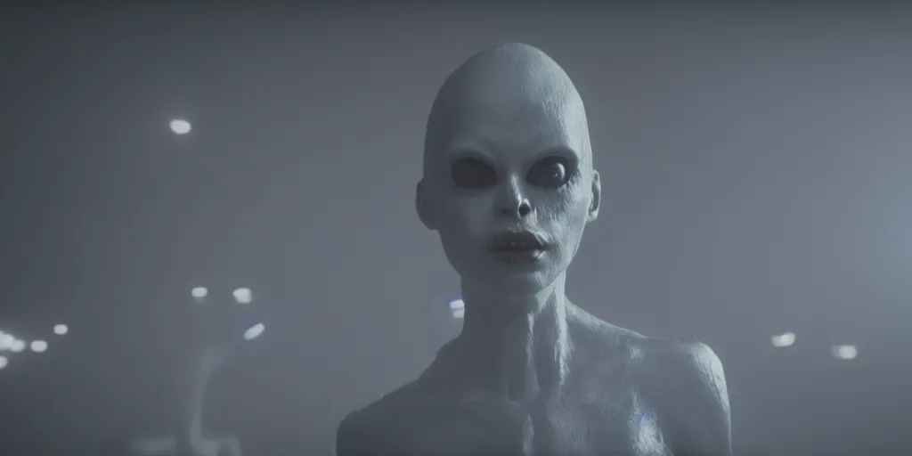 Image similar to cinematic film still of a punk alien starring in a dave meyers directed music video, cgi, vfx, chiaroscuro lighting, shallow depth of field, 8 0 mm, f 1. 8