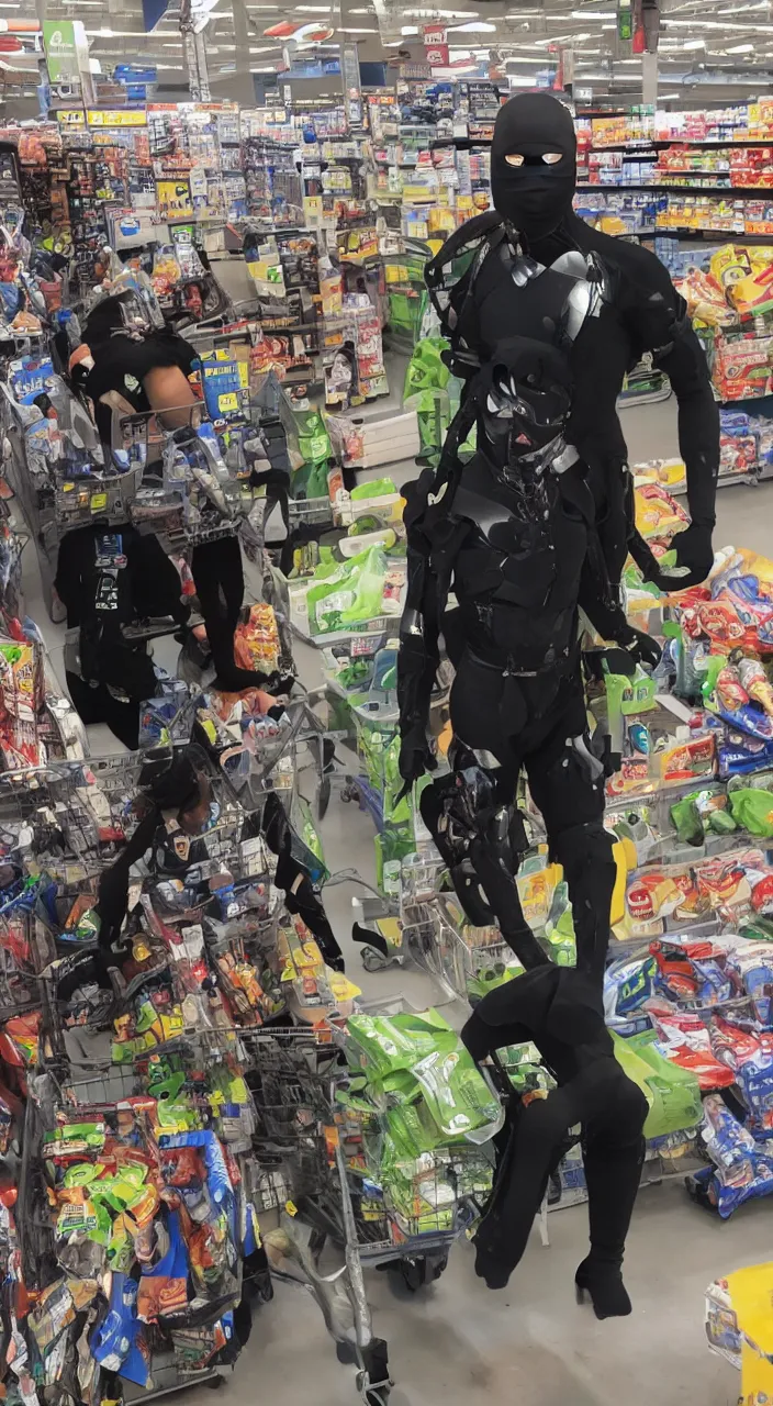 Image similar to cyborg ninja in walmart