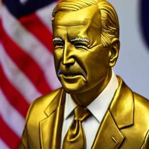Prompt: golden sculpture of joe biden
