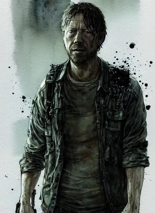 Image similar to portrait, Tom Yorke in the Last of US universe, watercolor, dramatic lighting, cinematic, establishing shot, extremely high detail, foto realistic, cinematic lighting, pen and ink, intricate line drawings, by Yoshitaka Amano, Ruan Jia, Kentaro Miura, Artgerm, post processed, concept art, artstation, matte painting, style by eddie mendoza, raphael lacoste, alex ross