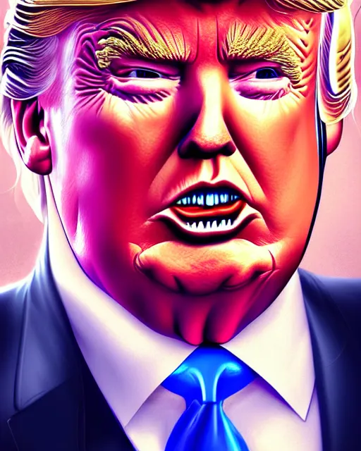 Image similar to digital art, fantasy portrait of donald trump sweating profusely,, by james jean, by ross tran, ultra detailed, character design, concept art, trending on artstation,