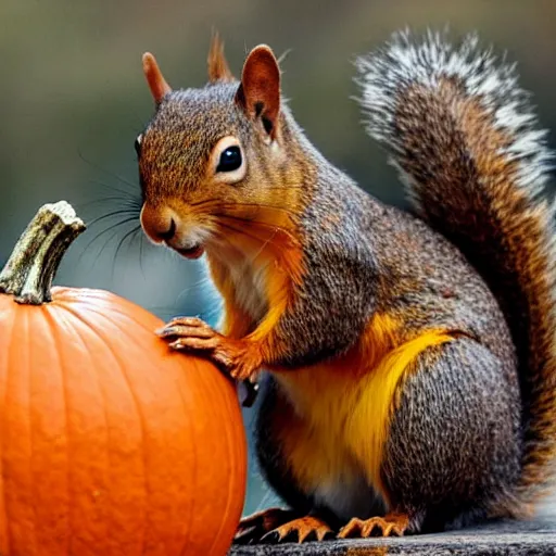 Image similar to squirrel with pumpkin head