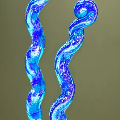 Prompt: old twisted staff with a blue crystal at it's tip
