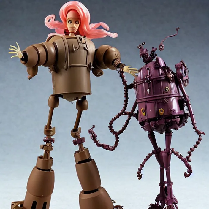 Image similar to A Lovecraftian scary giant mechanized adorable Barbie from Studio Ghibli Howl's Moving Castle (2004) as a 1980's Kenner style action figure, 5 points of articulation, full body, 4k, highly detailed. award winning sci-fi. look at all that detail!