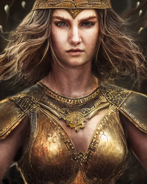 Image similar to warrior princess, fantasy, highly detailed, 4 k, hdr, smooth, sharp focus, high resolution, award - winning photo, photorealistic