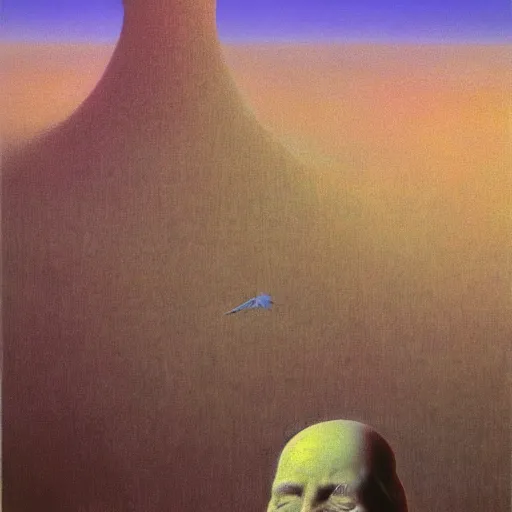 Prompt: a optimistic, colorful vision of heaven by zdzisław beksinski, oil on canvas