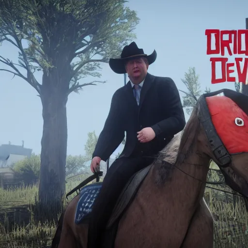 Image similar to Boris Johnson in Red Dead Redemption 2, game screenshot