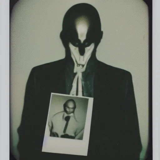 Prompt: polaroid photo of a creepy man