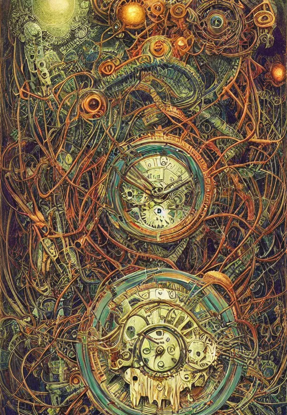 Image similar to simplicity, elegant, muscular eldritch clockwork, machinery, industry, radiating, colorful mandala, psychedelic, overgrown garden environment, by ryan stegman and hr giger and esao andrews and maria sibylla merian eugene delacroix, gustave dore, thomas moran, the movie the thing, pop art, street art, graffiti, saturated