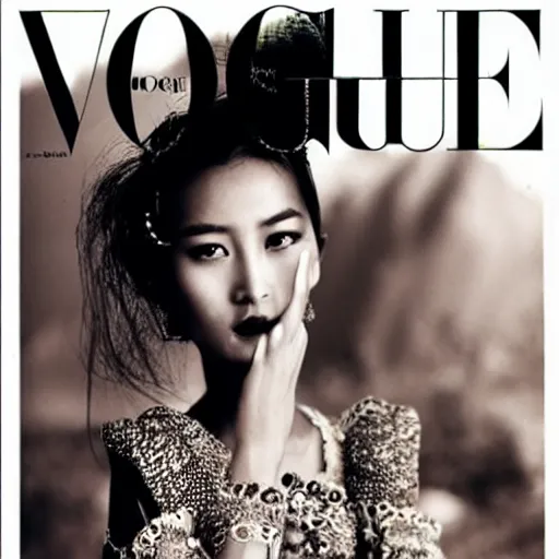 Image similar to a beautiful professional photograph by hamir sardar, herb ritts and ellen von unwerh for the cover of vogue magazine of a beautiful and unusually attractive tibetan female fashion model looking at the camera in a flirtatious way, zeiss 5 0 mm f 1. 8 lens