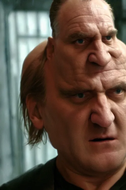 Image similar to [a still of Gerard Depardieu in the movie Splice (2007), 4k, HD, high quality, octane]