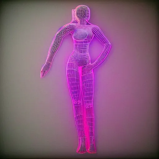 Image similar to 3 d neon art of a womens body, insanely detailed