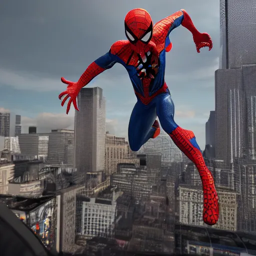 Image similar to a single venom and spider - man hybrid, dslr, cinematic, volumetric lighting, 8 k resolution, photorealistic