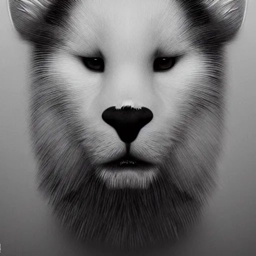 Image similar to portrait of a white panter with a very long fur, fantasy, trending on artstation, heroic pose, highly detailed picture, simple, 8k