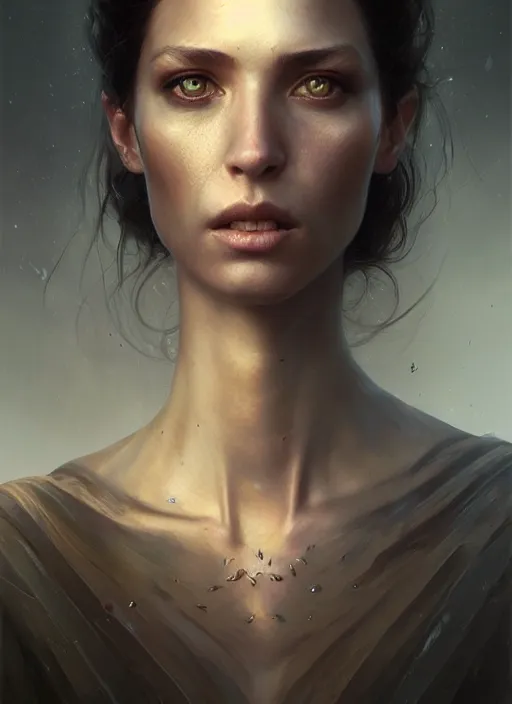 Prompt: Highly detailed portrait of a woman with a 1-foot long neck, fantasy art by Greg Rutkowski, Stanley Artgerm, Tom Bagshaw, global illumination, radiant light, detailed and intricate