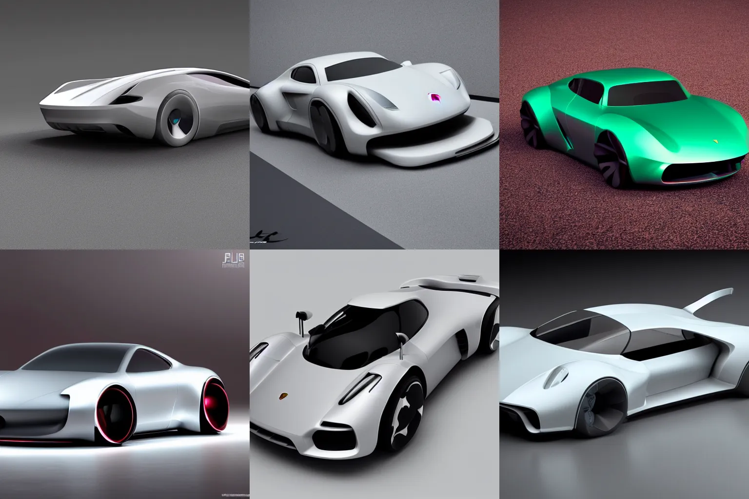 Image similar to futuristic Porsche designed by Apple white on grey studio lightening octane render