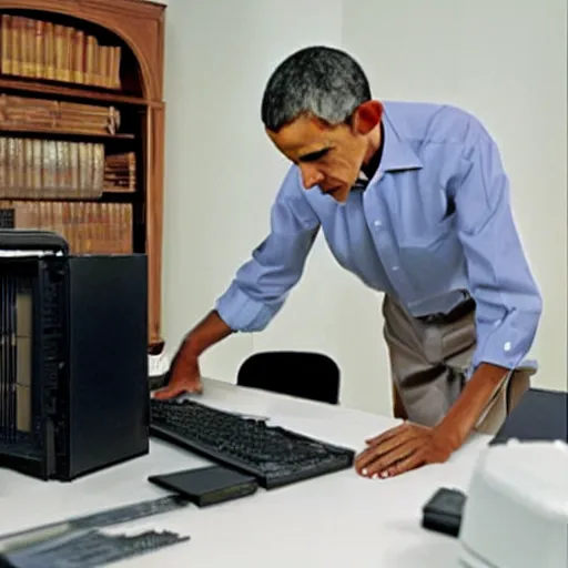 Image similar to Photo of obama building a PC