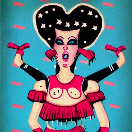 Prompt: glam punk cheerleaders, pop surrealism, lowbrow