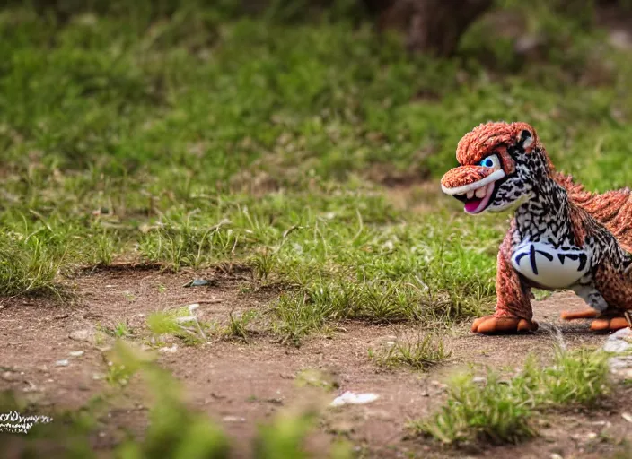 Prompt: wildlife photo of real life yoshi in the wild, 8 k, 8 5 mm f 5. 6