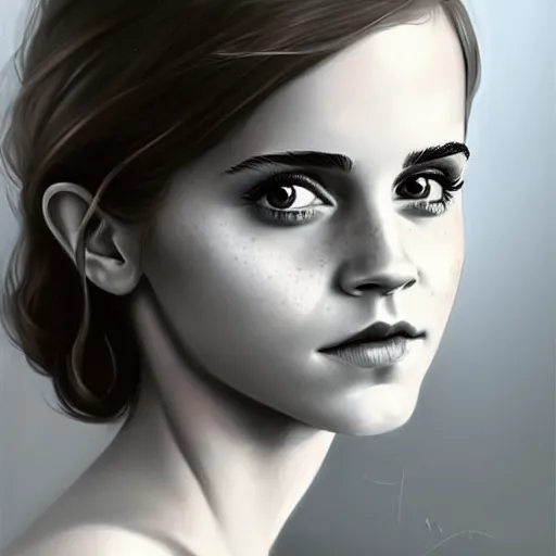 Image similar to Beautiful Painting of Emma Watson by Charlie Bowater, digital fantasy portrait