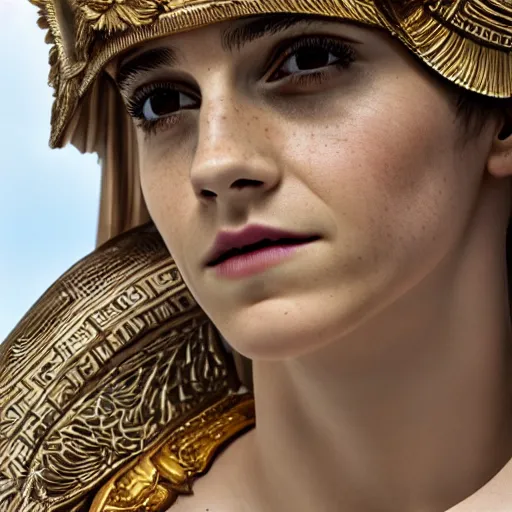 Prompt: Emma Watson as the greek goddess Athena, (EOS 5DS R, ISO100, f/8, 1/125, 84mm, modelsociety, symmetric balance)