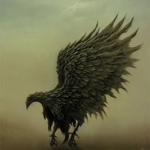 Prompt: griffon knight concept, beksinski