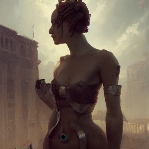 Image similar to splendid tall ingres slavian comtessa cyborg, greg rutkowski