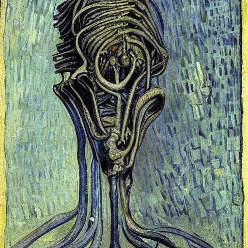 Image similar to giger, by van gogh