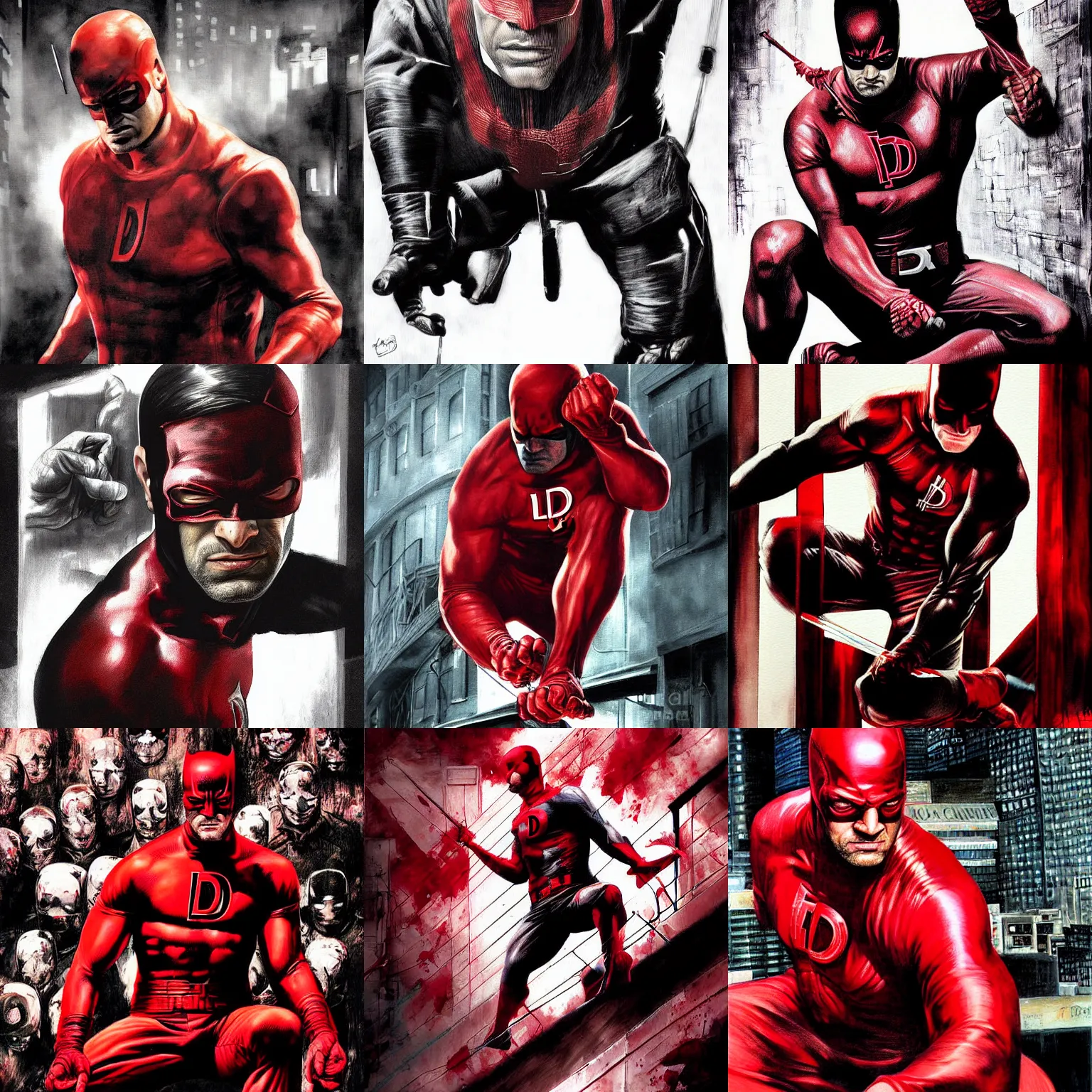 Prompt: daredevil painting by lee bermejo 4 k