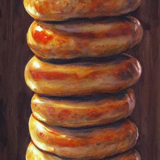 Image similar to sausage tower. hyperdetailed photorealism