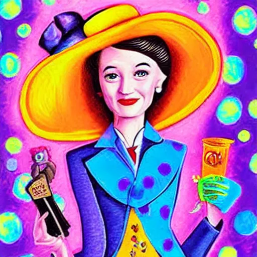 Image similar to mary poppins oil painting by lisa frank