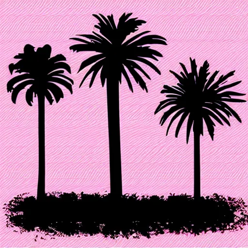 Prompt: “vector art of 3 abstract palm trees, pink background”