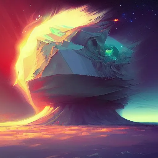 Image similar to an exposed iceberg floating in space with the universe inside, by anato finnstark, by alena aenami, by john harris, by ross tran, by wlop, by andreas rocha