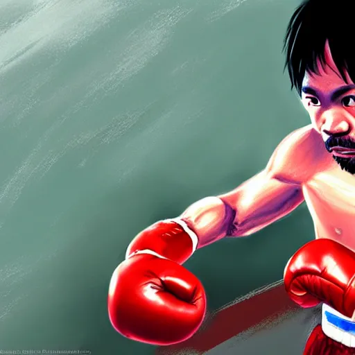 Image similar to manny pacquiao, painting by makoto shinkai, featured on pixiv, deviantart hd