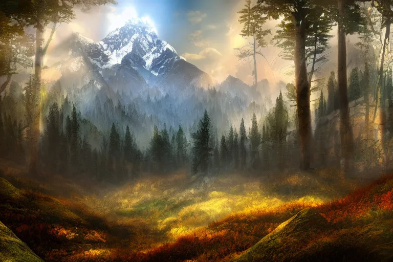 Image similar to mountain forest, digital art, hd wallpaper