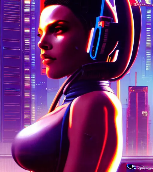 Image similar to cable plugged in, side of head, very very beautiful woman, cyberdeck computer terminal, street level night city, 1 9 7 9 omni magazine cover, style by vincent di fate, artgerm, cyberpunk 2 0 7 7, very coherent, detailed, 4 k resolution, unreal engine, daz